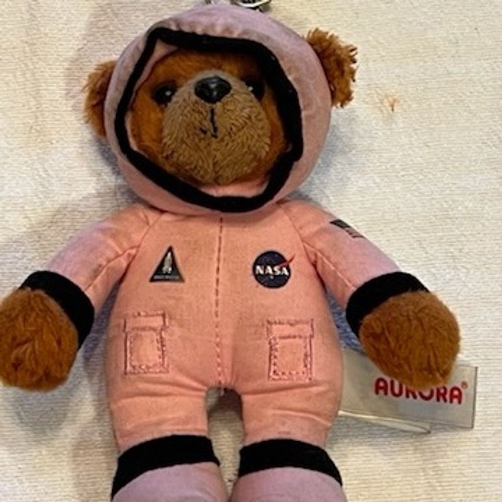 Aurora NASA Astronaut Teddy Bear Plush 7" Pink Space Suit Clip-On keychain